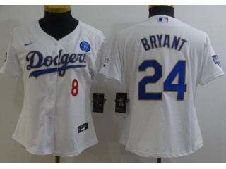 Woman Nike Los Angeles Dodgers #8/24 Kobe Bryant 2021 Gold Program Jersey White/Gold