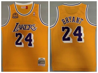 Los Angeles Lakers #24 Kobe Bryant 60th Throwback Jersey Yellow