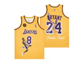 Los Angeles Lakers #8/24 Kobe Bryant Mamba Forever Jersey Yellow