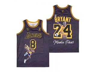 Los Angeles Lakers #8/24 Kobe Bryant Mamba Forever Jersey Black City