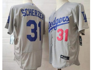 Nike Los Angeles Dodgers #31 Max Scherzer Flexbase Jersey Grey