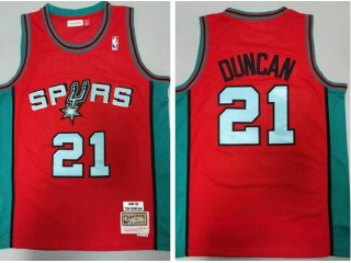 San Antonio Spurs #21 Tim Duncan Throwabck Jersey Red 