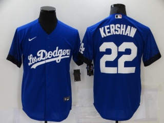 Nike Los Angeles Dodgers #22 Clayton Kershaw Cool Base Jersey Blue City