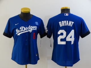 Woman Nike Los Angeles Dodgers #8/24 Kobe Bryant City Jersey Blue