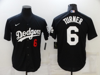 Nike Los Angeles Dodgers #6 Justin Turner Cool Base Jersey Black