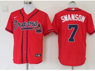 Nike Atlanta Braves #7 Dansby Swanson Cool Base Jersey Red