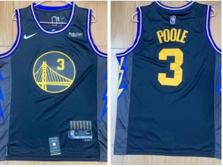 Nike Golden State Warriors #3 Poole 2021 Basketball Jersey Black Golden