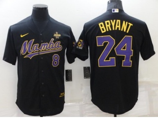 Nike Los Angeles Dodgers #8/24 Kobe Bryant Cool Base Jersey Black Mamba