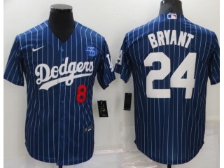 Nike Los Angeles Dodgers #8/24 Kobe Bryant Cool Base Jersey Blue Pinstrip