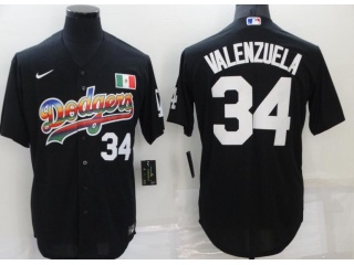 Nike Los Angeles Dodgers #34 Fernando Valenzuela Dodgers Jersey Black 