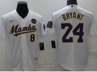 Los Angeles Dodgers #8/24 Kobe Bryant Mamba Cool Base Jersey White