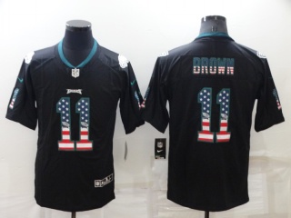 Philadelphia Eagles #11 Aj Brown USA Flag Limited Jersey Black