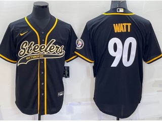 Pittsburgh Steelers #90 T.J. Watt Baseball Jersey Black 