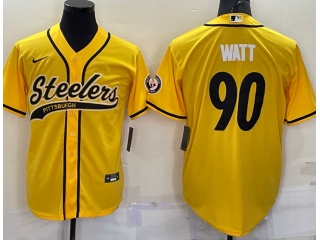 Pittsburgh Steelers #90 T.J. Watt Baseball Jersey Yellow 