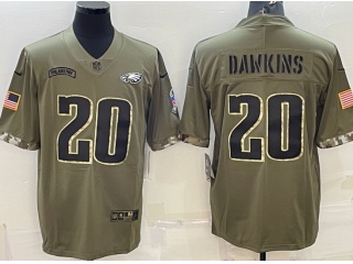 Philadelphia Eagles #20 Brian Dawkins 2022 Salute To Service Jersey Green 