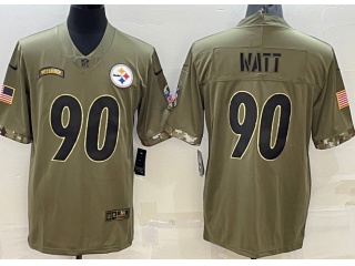 Pittsburgh Steelers #90 T.J. Watt 2022 Salute To Service Jersey Green 