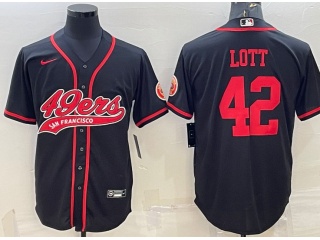 San Francisco 49ers #42 Ronnie Lott Baseball Jersey Black