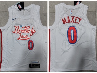 Nike Philadelphia 76ers #0 Tyrese Maxey 2022-2023 City Jerseys White 