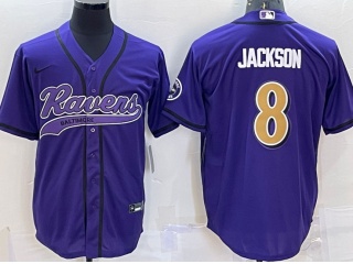 Baltimore Ravens #8 Lamar Jackson Color Rush Baseball Jersey Purple 