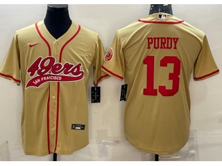 San Francisco 49ers #13 Brock Purdy Baseball Jersey Yellow