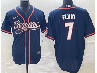 Denver Broncos #7 John Elway Baseball Jersey Blue 