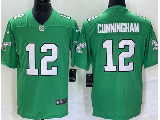 Philadelphia Eagles #12 Randall Cunningham Throwback Limited Jersey Apple Green 