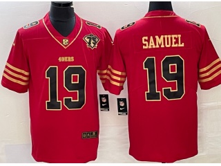 San Francisco 49ers #19 Deebo Samuel With Golden Name Limited Jersey Red 