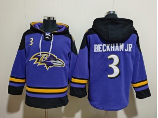 Baltimore Ravens #3 Odell Beckham Jr Hoodies Purple/Black  