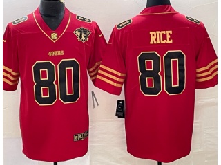 San Francisco 49ers #80 Jerry Rice Limited Jersey Red Gold 