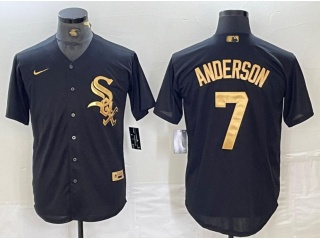 Chicago White Sox #7 Tim Anderson Cool Base Jersey Black Golden