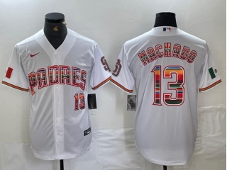 San Diego Padres #13 Manny Machado 2024 Mexico Cool Base Jersey White