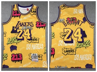 Los Angeles Lakers #24 Kobe Bryant Graffiti Jersey Yellow