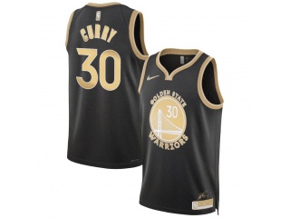 Golden State Warriors #30 Stephen Curry 2024 Jersey Black Golden