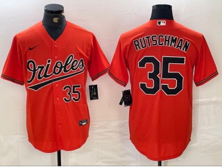 Baltimore Orioles #35 Adley Rutschman with Number Front Cool Base Jersey Orange