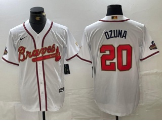 Atlanta Braves #20 Marcell Ozuna Gold Program Jersey White