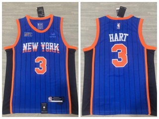 New York Knicks #3 Josh Hart 2024 City Jersey Blue Pinstripes