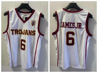 USC Trojans #6 Bronny James Baksetball Jersey White