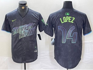 Nike Tampa Bay Rays #14 Jacob Lopez 2024 City Connect Jersey Charcoal