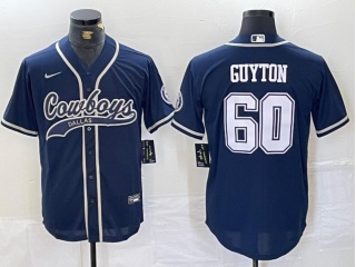 Dallas Cowboys #60 Tyler Guyton Baseball Jersey Navy Blue