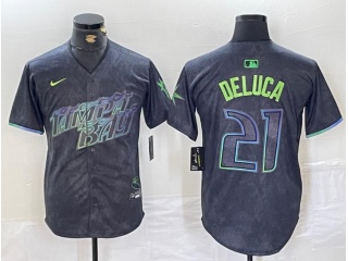 Nike Tampa Bay Rays #21 Jonny DeLuca 2024 City Connect Jersey Charcoal