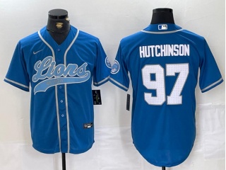 Detroit Lions #97 Aidan Hutchinson F.U.S.E. Baseball Jersey Blue