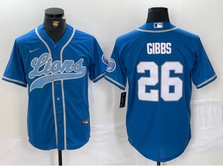 Detroit Lions #26 Jahmyr Gibbs F.U.S.E. Baseball Jersey Blue