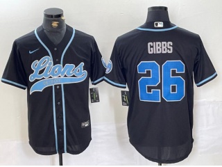 Detroit Lions #26 Jahmyr Gibbs F.U.S.E. Baseball Jersey Black