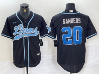 Detroit Lions #20 Barry Sanders F.U.S.E. Baseball Jersey Black