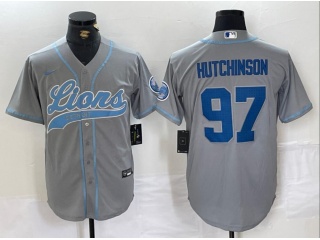 Detroit Lions #97 Aidan Hutchinson F.U.S.E. Baseball Jersey Grey