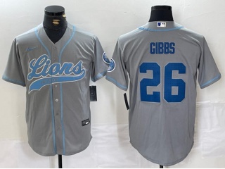 Detroit Lions #26 Jahmyr Gibbs F.U.S.E. Baseball Jersey Grey