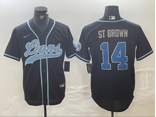 Detroit Lions #14 Amon-Ra St. Brown F.U.S.E. Baseball Jersey Black