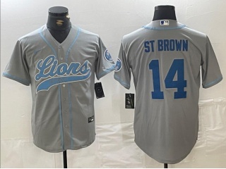 Detroit Lions #14 Amon-Ra St. Brown F.U.S.E. Baseball Jersey Grey