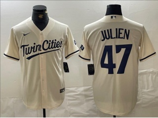 Minnesota Twins #47 Edouard Julien Cool Base Jersey Cream