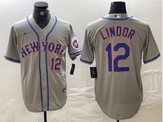 New York Mets #12 Francisco Lindor Limited Player Jersey Grey